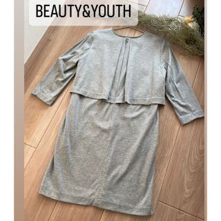 ビューティアンドユースユナイテッドアローズ(BEAUTY&YOUTH UNITED ARROWS)のビューティー&ユース　シンプルワンピース　きれいめ　膝丈ワンピ　ポケット付き！(ひざ丈ワンピース)