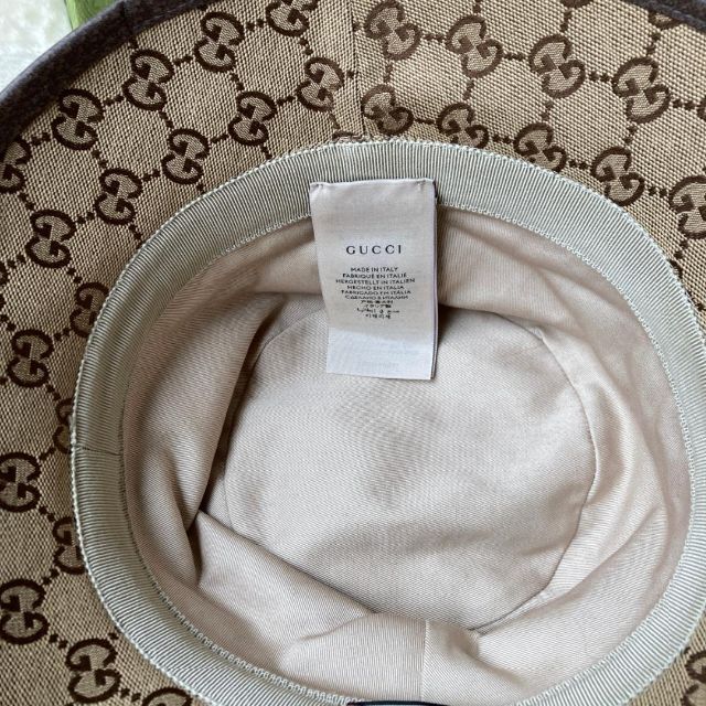 美品 GUCCI グッチ ハット バケットハット 帽子 GGキャンバス ベージュ