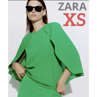 ザラ(ZARA)の新品ZARA ケープスリーブ仕様アシンメトリーブラウスXS(シャツ/ブラウス(半袖/袖なし))