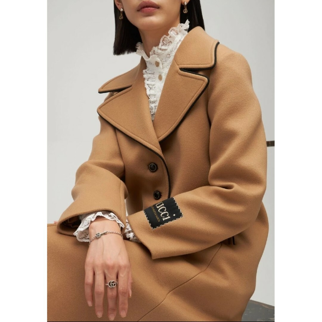 GUCCI - GUCCI グッチ パイピングキャメルウールコートの通販 by GUCCI - GUCCI グッチ パイピングキャメルウールコートの通販 by