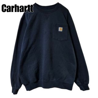 カーハート(carhartt)のCarhartt　カーハート　ワンポイント　刺繍　スウェット　ネイビー　L相当(スウェット)