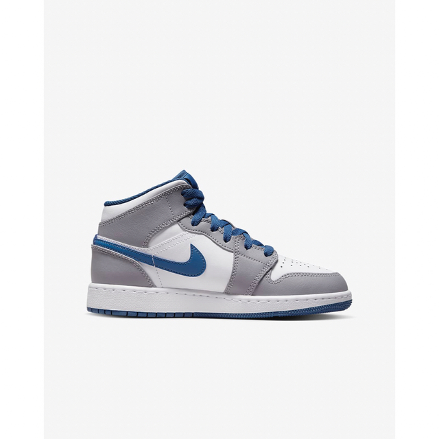 24】ナイキ AIR JORDAN 1 MID GS グレー トゥルーブルー-