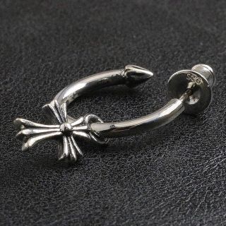 クロムハーツ(Chrome Hearts)の100% シルバー925ピアス フープクロス【B】silver925(ピアス(片耳用))