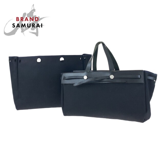 HERMES エルメス エールバッグ カバスGM ブラック キャンバス /レザー