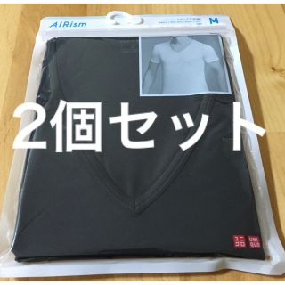 ユニクロ(UNIQLO)の☆新品未使用☆ ユニクロエアリズムvネックT半袖ブラック　m(Tシャツ/カットソー(半袖/袖なし))