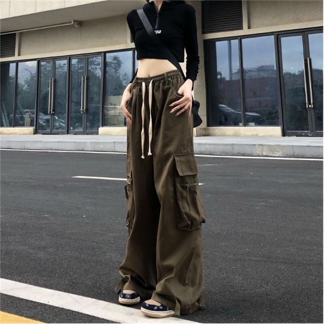 ワークパンツ カーゴパンツ カーキ レディース L ストリート ギャル