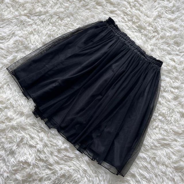 LOWRYS FARM(ローリーズファーム)のLOWRYS FARM ローリーズファーム　ミニスカート　チュールスカート　黒 レディースのスカート(ミニスカート)の商品写真
