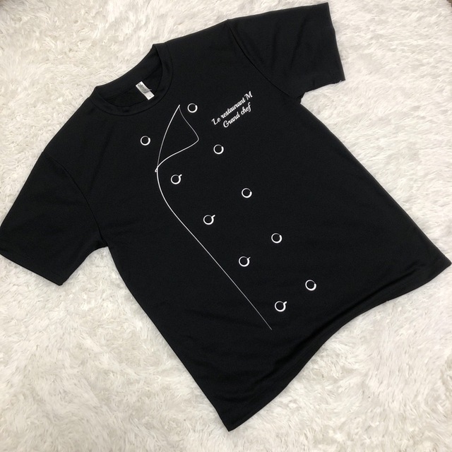 Glimmer 黒　半袖Tシャツ　ポリエステル100% Lサイズ　シェフ柄　美品 レディースのトップス(Tシャツ(半袖/袖なし))の商品写真