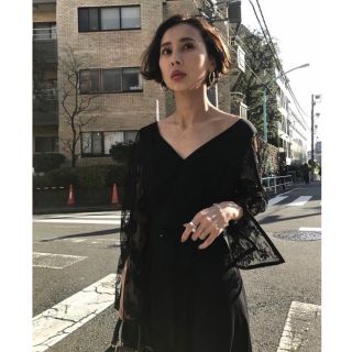 アメリヴィンテージ(Ameri VINTAGE)のamerivintage LACE SLEEVE REFINED DRESS(ロングドレス)