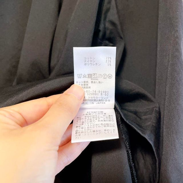 クラシカルなネックにバックシャン♪ 長袖タックシャツ L ブラック 8