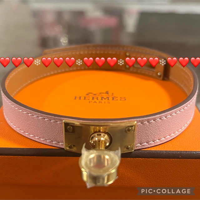 HERMES ケリー  ピンク レザーブレスレット ドゥーブルトゥール 極美品☆