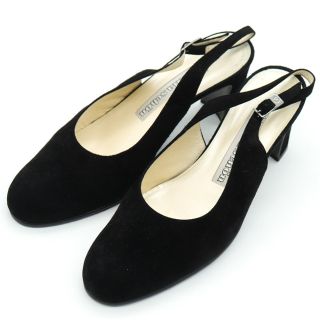 ミラショーン(mila schon)のミラショーン バックストラップパンプス 美品 チャンキーヒール 日本製 ブランド シューズ 靴 レディース 6サイズ ブラック mila schon(ハイヒール/パンプス)