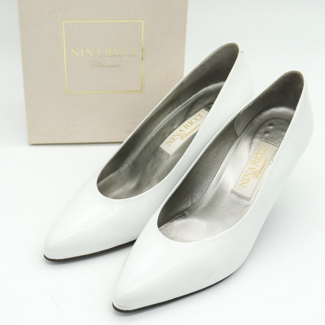 ニナリッチ プレーンパンプス ハイヒール フォーマル 日本製 ブランド シューズ 靴 白 レディース 37サイズ ホワイト NINA RICCI