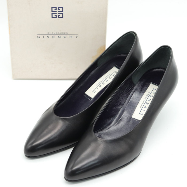 ジバンシィ プレーンパンプス ローヒール フォーマル 日本製 シューズ シンプル ブランド 靴 紺 レディース 36サイズ ネイビー GIVENCHY