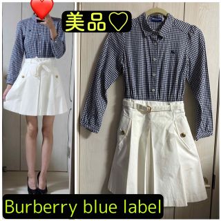 バーバリーブルーレーベル(BURBERRY BLUE LABEL)の美品♡Burberry Blue Label チェックシャツワンピース36(ミニスカート)