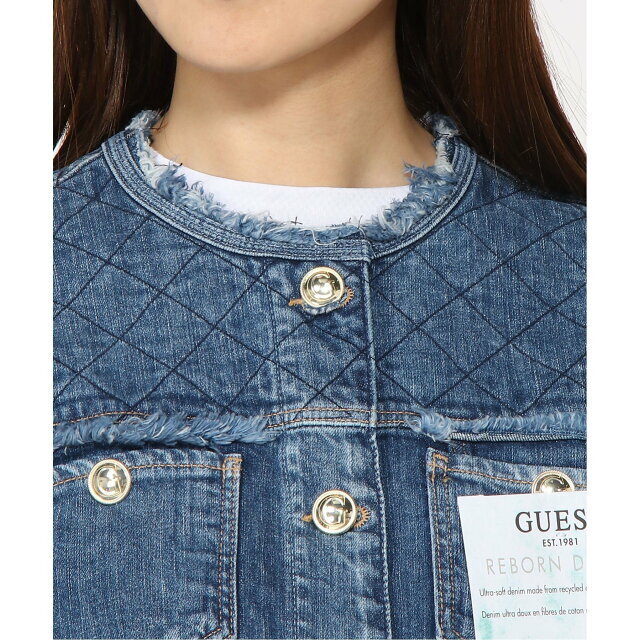 GUESS(ゲス)の【インディゴブルー(ENLD)】(W)Layla Quilted Denim Jacket レディースのジャケット/アウター(Gジャン/デニムジャケット)の商品写真