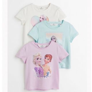 エイチアンドエム(H&M)のみかん様専用❣️新品　アナ雪  H&M プリントトップス　３枚　110/115 (その他)