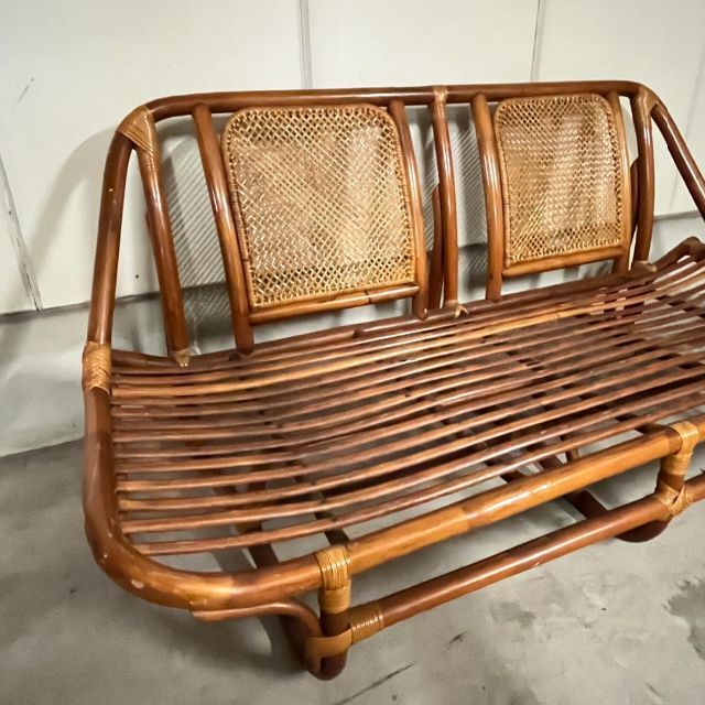 新作 大人気 アンティーク古家具 籐ラタン素材 2シーター 二人掛け