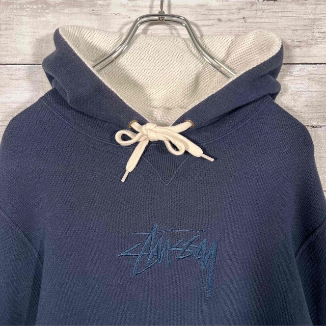 『限定コラボ』STUSSY×champion パーカー センター刺繍 紺色 S