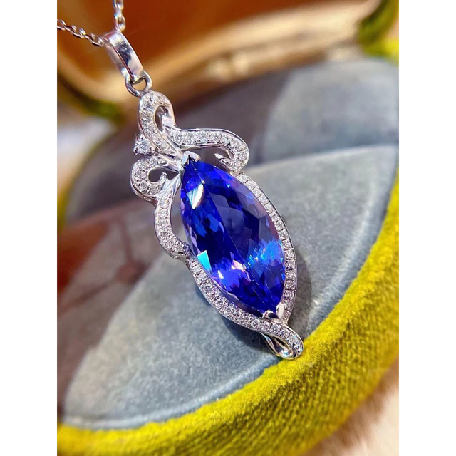 天然タンザナイト ダイヤ ネックレス5.04ct k18 ¥ - ネックレス