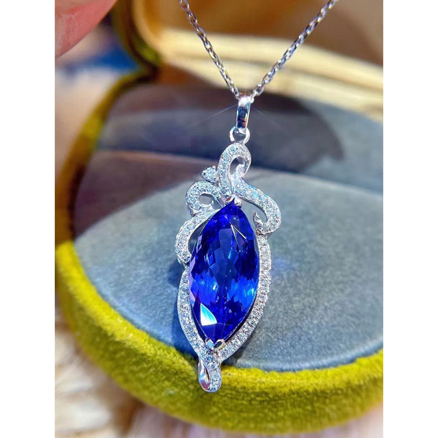 天然タンザナイト ダイヤ ネックレス5.04ct k18 ¥ - ネックレス