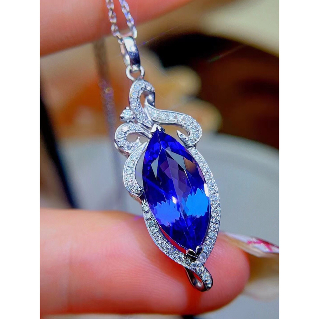 天然タンザナイト ダイヤ ネックレス5.04ct k18 ¥ - ネックレス
