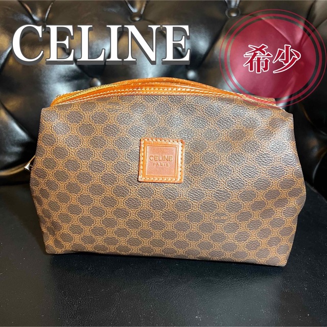 ファッション小物美品 CELINE マカダム柄 ポーチ バニティ