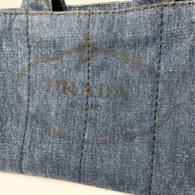 プラダ PRADA カナパ ミニ トートバッグ デニム Gカード