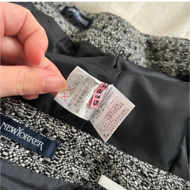 NEWYORKER - 【美品】NEWYORKER スーツ ツイード ノーカラー 上下