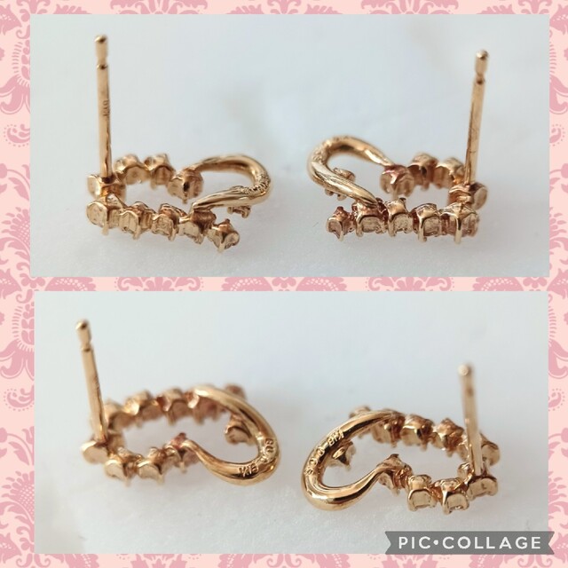 ♡K18·ダイヤモンド 0.08ct♡ハート スタッド ピアス K18キャッチ 3