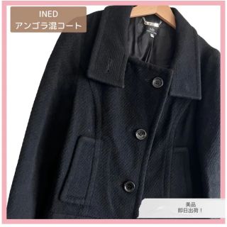 イネド(INED)の【美品】INED イネド アンゴラ混コート アウター ロングコート　ブラック(ロングコート)