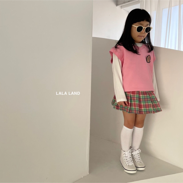 売り切り価格！ 100cm韓国子供服 lala land チェックスカートブルーの ...