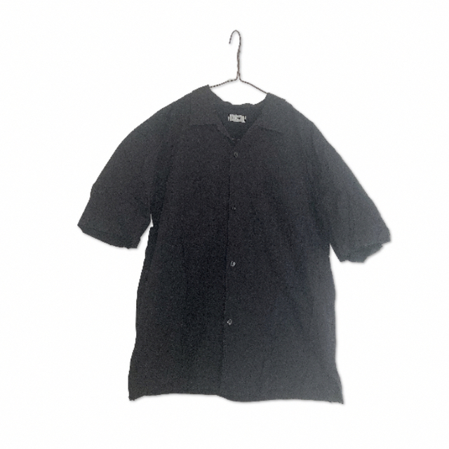 開襟シャツ　ユニセックス　ブラック　夏　柄シャツ　古着　 メンズのトップス(シャツ)の商品写真