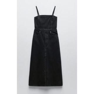 ザラ(ZARA)のZARA デニムワンピース　ブラック　XS 新品タグ付き(ロングワンピース/マキシワンピース)