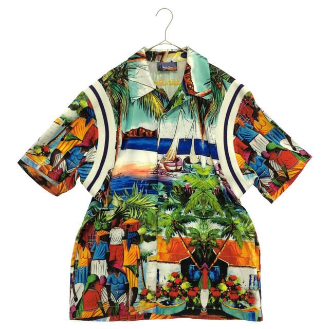 JUSTDON ジャストドン 32JUSE012Y　The Islanders Island Market Shirt　アイランドマーケット　総柄デザインポリエステル半袖シャツ　マルチ