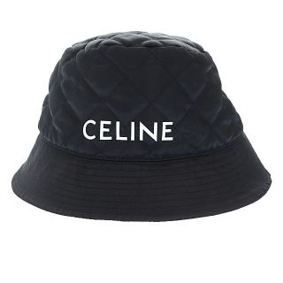 セリーヌ(celine)のセリーヌ 21AW ロゴ キルティング ナイロン ツイル バケット ハット L黒(その他)