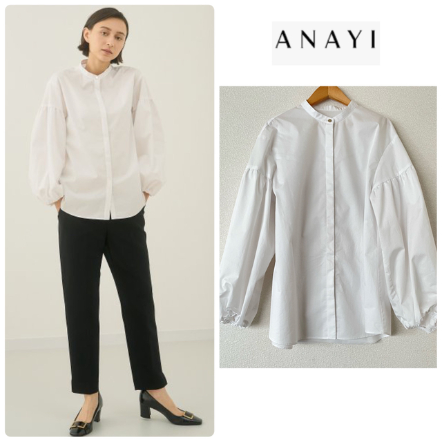 シャツ【新品】ANAYI  定価3.2万 コンパクトツイルビッグパフ ブラウス 38