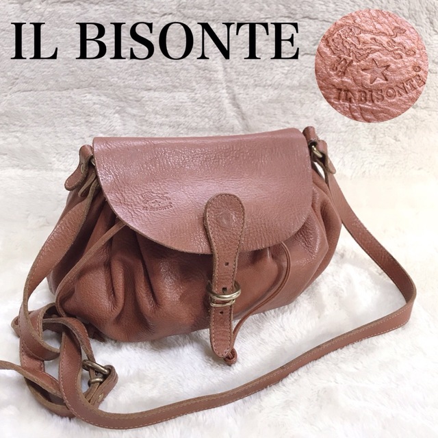 みららショップイルビゾンテ美品 IL BISONTE イルビゾンテ ギャザー ヤキヌメ ショルダーバッグ