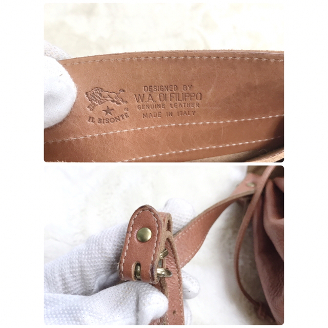 美品 IL BISONTE イルビゾンテ ギャザー ヤキヌメ ショルダーバッグ