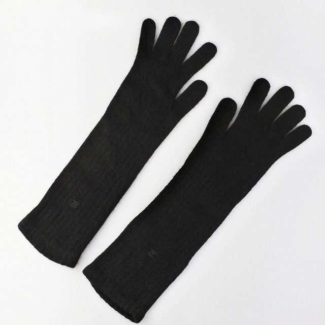 [USED/]CHANEL シャネル 手袋 ロングカシミア手袋 ココマーク グローブ ブラック カシミヤ  tdc-000567-4e