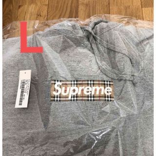 バーバリー(BURBERRY)の新品　Supreme Burberry box logo パーカー Lサイズ(パーカー)