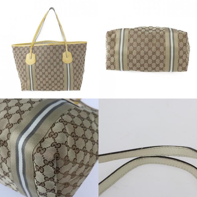 Gucci(グッチ)のGUCCI グッチ  ジョリー トートバッグ 211970 GGキャンバス パテントレザー  ベージュ イエロー系 ゴールド金具 ショルダーバッグ 【本物保証】 レディースのバッグ(トートバッグ)の商品写真