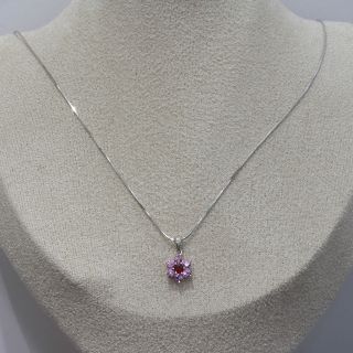 フラワーモチーフ ルビー0.14ct ネックレス S0.5 K18 E0068の通販 by ...