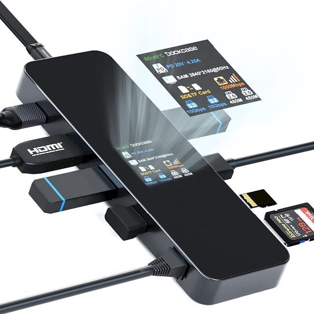 DOCKCASE 9-in-1 USB-Cハブ：1000Mbps LANポート スマホ/家電/カメラのPC/タブレット(PC周辺機器)の商品写真