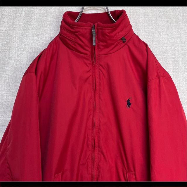 正規品 ラルフローレン ブルゾン ジャケット 赤 ポニー刺繍 内側フリース地