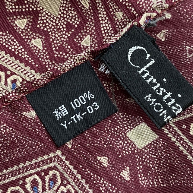 Christian Dior(クリスチャンディオール)のクリスチャンディオール　ミニスカーフ　シルク　ワインレッド　no.40 レディースのファッション小物(バンダナ/スカーフ)の商品写真