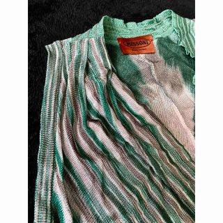 ミッソーニ(MISSONI)のミッソーニ カシュクール ノースリーブ グリーン✖️薄ピンク✖️薄ブラウン　(ニット/セーター)