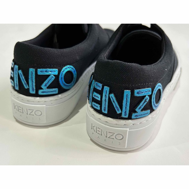 新品・37size】KENZO/ロゴ入りキャンバススニーカー/ブラック+ブルー