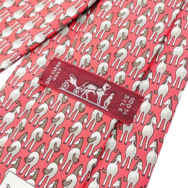 HERMES - エルメス ネクタイ シルク100% レッド 赤 HERMES 馬柄 HERMES - エルメス ネクタイ シルク100% レッド 赤 HERMES 馬柄