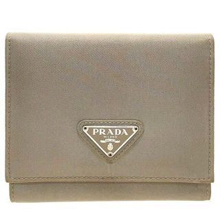 プラダ(PRADA)のプラダ 財布 三角ロゴプレート 三つ折り財布 テスート ナイロン グレー系(財布)